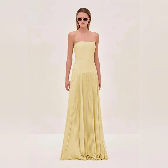 Alexis Yellow Strapless Maxi Dress - Picture 2 of 14